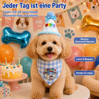 Dog Costume Festive Set, 4-piece Dog Bandana & Hat for Birthday, Polka Dot Dog Bandana for Photoshoots, British Style