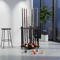 8-Hole Cue Holder Solid Wood Game Room Storage Easy to Organize