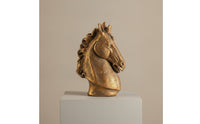 Horse Heads Sculpture with Base Freestanding Horse Heads Sculpture Equestrian Horsehead Carving Statue for Console