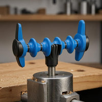 Raised Side Arms Fishing Rod Holder Head Blue Coated Ground Stake Rod Holder Head Ridged Center Ground Fishing Pole Stand Threaded Connector