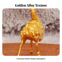 Good Luck Charm Golden Horse Statue Intricate Details Chinese Astrological Horse Ornament for Business Owners, Office Desk, Shop Counter