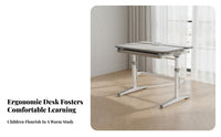 Easy Hand-Crank Adjustment Adjustable Study Desk and Chair Set Tiltable desk surface Adjustable Desk and Chair Set Ergonomic Design children's Furniture Safe long-lasting for Students, Kids, Parents, school assignments, Homeschooling, Bedroom, perusing