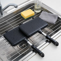 Detachable Double Frying Simple to Clean to Clean Double Sided Frying Pan Anti-Scald Handle Stovetop Sandwich Maker for Beginners, Outdoor