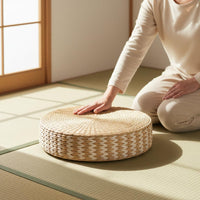 Handmade Tranquil Meditation Pad Thickened Round Straw Futon Pad Round Straw Pad Long-Lasting Japanese Floor Seat for Bay Window
