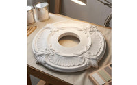 Imitation Plaster Pendant Light Canopy Beaded Border Decorative Ceiling Mount Concentric Detailing Ceiling Lamp Plate White