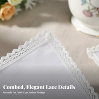 Cotton Hanky Soft White Lace Handkerchief Lightweight for Parties, Brides, Women