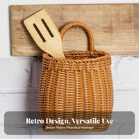 Retro Design Ginger Garlic Storage Basket Rustic Charm Imitation Rattan Storage Basket Space-Saving for Cooks, Pantry, Bathroom, Dining Room