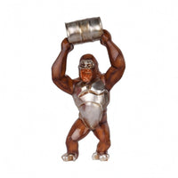 Resin Primate Sculpture Imitation Wood Tabletop Primate Sculpture Decor Metal-Like Highlight