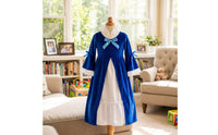 Velvet Dress with Long-Sleeved Historical Dress Flared-Cuff Settler Costume for School Performances