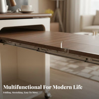 Foldable Design Transformable C-Shaped Table Extendable Surface Household Furniture Space-Saving Multi-Functional for Apartment Dwellers, Remote Workers, Small Spaces, Living Room, Beside Sofa, Home Office
