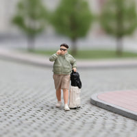 Miniature Man with Suitcase Tiny Passenger Figure Small Miniature Figurines for Hobbyists, Display Layouts