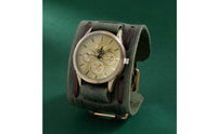 Buckle Closure Men's Wrap Wristwatch Three Subdials Leather Wrap Watch Wide Band Leather Cuff Watch Alloy