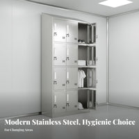 Rust-Resistant Stainless Steel Locker Sturdy & Long-Lasting Multi-Door Personnel Locker Heavy Duty Industrial Changing Cabinet Easy to Clean for Employees, Business Owners, Factory, Workshop, Bathroom, Hospital