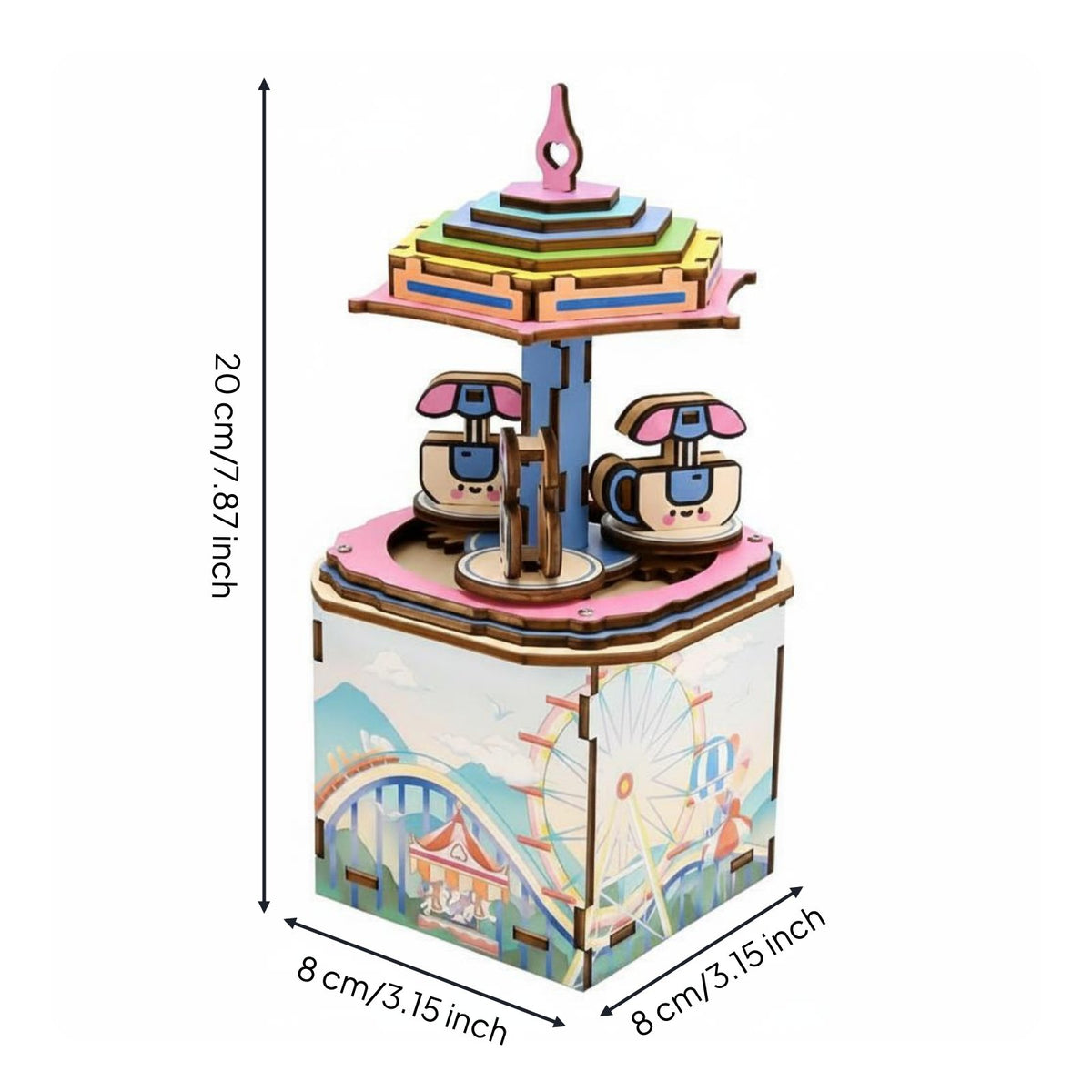 Gift Carousel Melody Box Easy Assembly 3d Wooden Melody Box Festive Decor
