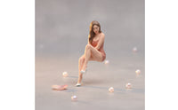 Miniature Seated Woman Figurine Hand-Painted Female Character Mini Figurine Realistic Cross-Legged Female for Shelf Decor