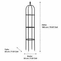 U-shaped Metal Trellis, 30cm, Black Trellis with Flower Top, Freestanding Plant Support, Rose Arch for Climbing Roses & Clematis