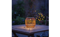 Outdoor Hanging Solar Lanterns Warm Glow Solar Lantern with Handle Handwoven Rattan Lantern Cordless for Patio, Garden, Balcony, Terrace