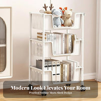 Space-Saving Multi-Tier Rolling Bookshelf with Wheels Multi-Tier Rolling Rack Large Capacity Book Trolley Strong Load-Bearing for Students, Home Office Workers, Teachers, Study Room, Bedroom, Classroom