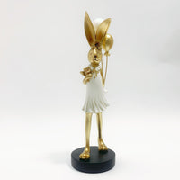 Cartoon Rabbit Holding Balloon Resin Craft Gift for Couples and Students