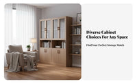 Multi-Purpose Enclosed Bookcase Large Capacity Freestanding Hutch with Glass Doors Dust-Proof Design Display Cabinet Sturdy Construction for Book Lovers, Homeowners, Office Workers, Living Room, Study, Bedroom, Kitchen