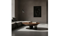 Round Wood Coffee Table Low-Profile Round Coffee Table Sculptural Furniture for Living Room, Lounge Area, Apartment