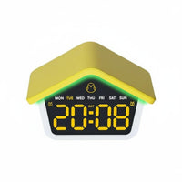 Multifunction House Shaped Alarm Timepiece Night Light Home Decor Cute Design for Office