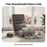 Houndstooth Pattern Adjustable spinerest Lounger Multi-Angle Adjustment Lazy Sofa Comfortable Padding Floor Chair Ergonomic Support for Students, Teenagers, Bedroom, Bay casement, Dorm Room, Home deactivatedice