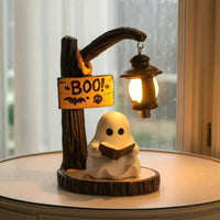 Tabletop Ghost Statue with Lantern Indoor Halloween Ghost Decor Rustic Halloween Decor Whimsical for Collectors