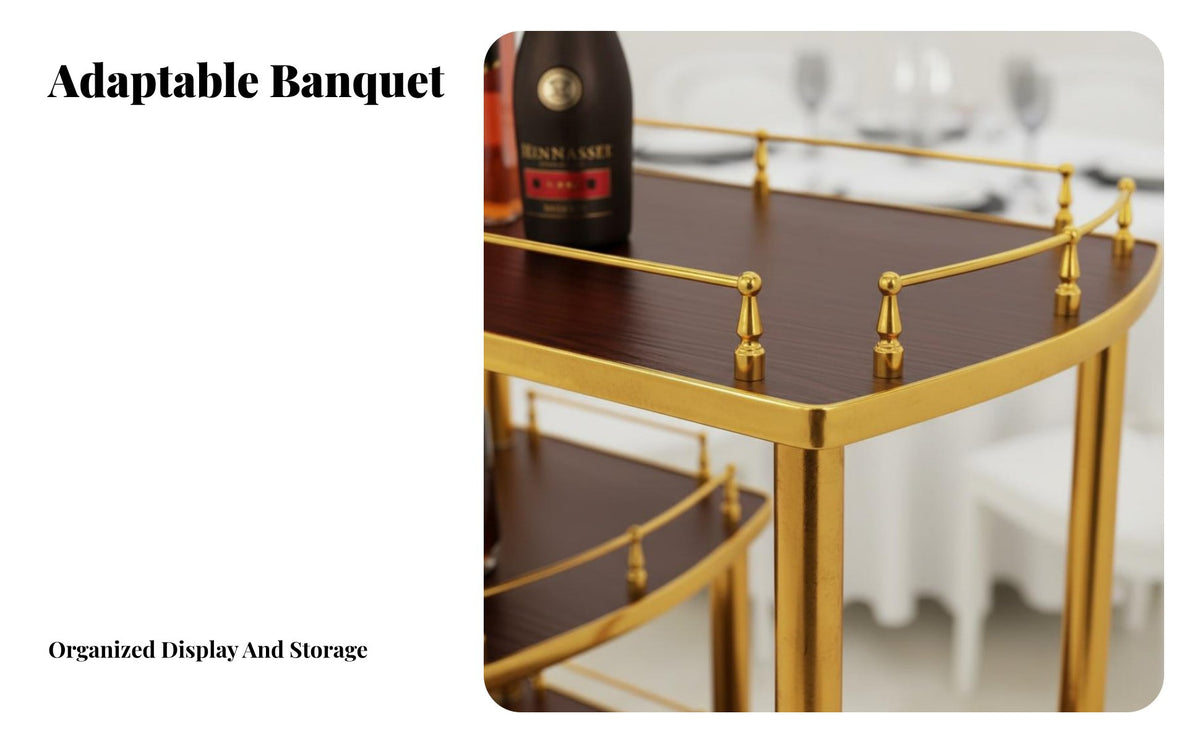 Commercial Serving Cart Multifunctional Restaurant Dessert Cart Sturdy Construction Rolling Service Trolley for Bartenders, Banquet Dining Room