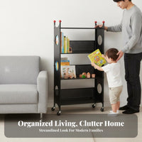 Space Saving Multi-Level Rolling Cart adaptable Use 4-Tier Mobile shelf unit Slim Design Tiered Shelving Unit Easy Assembly for Homeowners, Office Workers, Living Room, Narrow Spaces, Bedroom, Classroom