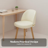 Creamy and design Upholstered rotating Chair with Casters Ergonomic supportrest Upholstered Vanity Chair Mobile Base Desk Seat Armless Design for Students, Makeup Users, Women, Study Room, Bedroom