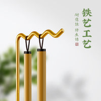 New Chinese Style Brush Rack with Glass Material and Metal Wave Design