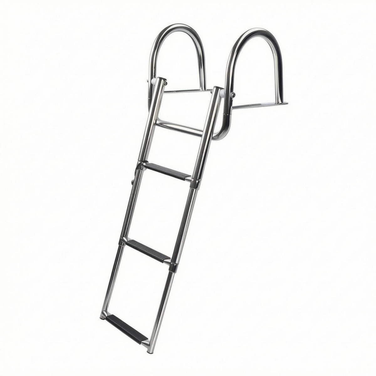 Mirror-Polished Boat Boarding Ladder Non-Slip Treads Folding Boat Ladder Curved Handrails Marine Accessory Cylindrical Frame