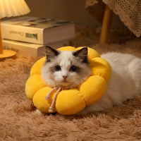 Soft Cat Cone Neck Brace for Rehabilitation, Floral Head Cone with Drawstring, Breathable Skin-Friendly Pet Recovery After Surgery