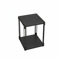 Nordic design Square Accent Table Sintered Stone Top Nightstand Minimalist Design Water Dispenser Stand Multi-Functional for Apartment Dwellers, Homeowners, Students, Living Room, Bedroom, Office