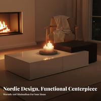 Nordic Design Low Rectangular Stand with Drawer Modern Design Center Table Minimalist Aesthetic Household Furniture Open Shelving for Apartment Dwellers, Renters, Homeowners, Living Room, Lounge Area