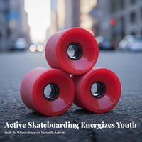 4 Pieces Street Riding Wheels Sports Apparatus Surfboard Wheels Cylindrical Shape Center Bearing Opening