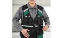 Wear-Resistant Multi-Pocket Tool Vest Large Capacity Pockets Adjustable Utility Vest Breathable Mesh Workwear for Electricians, Carpenters