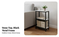 Sintered Stone Two-tierTier Rolling Side Table Mobile with Wheels 2-Tier Rolling Trolley Space-Saving Home Furniture Slim Profile for Apartment Dwellers, Homeowners, Hobbyists, Living Room, Small Areas, Bedroom, Studio