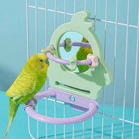 Bird Mirror Toy with Parrot Standing Perch, Single HIGH-RESOLUTION Mirror Piece for Entertainment