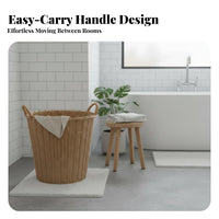Faux Rattan Clothes Hamper Large Capacity Rattan Clothes Hamper Stylish Decor Woven Laundry Basket for Washroom, Bedroom
