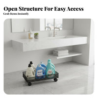 With Wheels Mobile Laundry Holder Space Saving Under Sink Rolling Cart Easy Mobility Rolling Storage Cart Lockable Casters for Bathroom, Kitchen