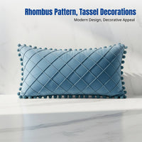 Plush Crystal Quilted Pillow Cover, Tassel Accent, Modern Minimalist, Decorative for Sofa, Bedroom, Waist Support