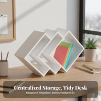 Space-Saving Upright Document Stand Multi-Slot Design Slanted Book Rack Strong Bearing Capacity Desktop Organizer Vertical Compartments for Students, Children, Home Workers, Study Room, Dormitory, Classroom, Bedroom