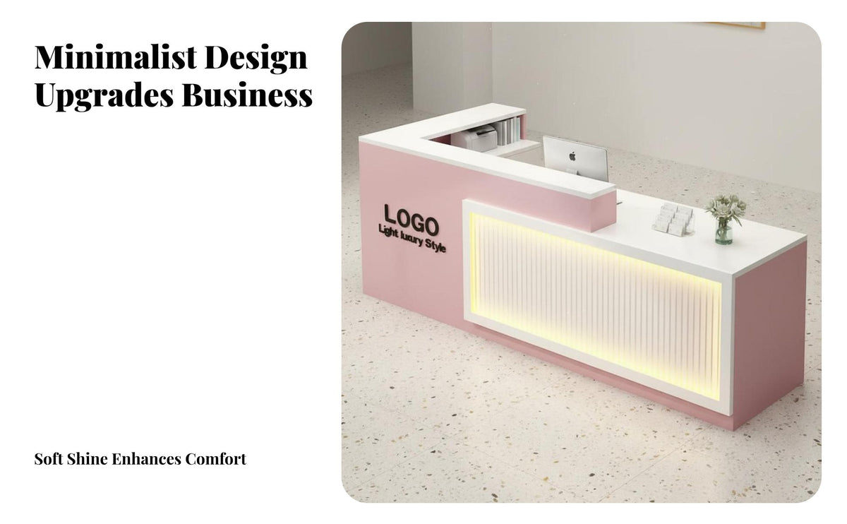 Modern Reception Desk Cable Management Hole Modern Checkout Counter Sturdy Construction Company Front Desk for Receptionists, Shopkeepers, Restaurant