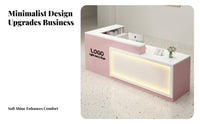 Modern Reception Desk Cable Management Hole Modern Checkout Counter Sturdy Construction Company Front Desk for Receptionists, Shopkeepers, Restaurant
