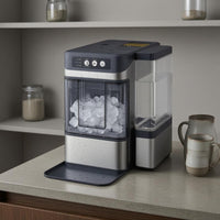 Countertop Ice Unit Stainless Steel Granular Ice Unit Transparent Door Water Reservoir for Kitchen, Commercial Drink Service