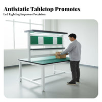 Anti Workbench Double-Sided Design Packing Station Table Included Lighted Assembly Table for Factory Workers, Warehouse