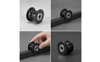 Nylon Roller Wheel with Bearing Black Pulley Wheel with Bearing Smooth Grooved Roller Compact for Rowing Machine, Gym Equipment