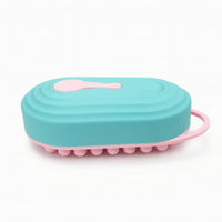 Handheld Scalp Massage Comb with Loop Handle Easy-Grip Silicone Scalp Massager 2 in 1 Compact for Shower